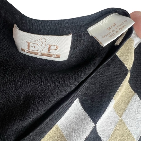 Black Argyle Diamond Golf Knit VNeck Vest M - Picture 5 of 5